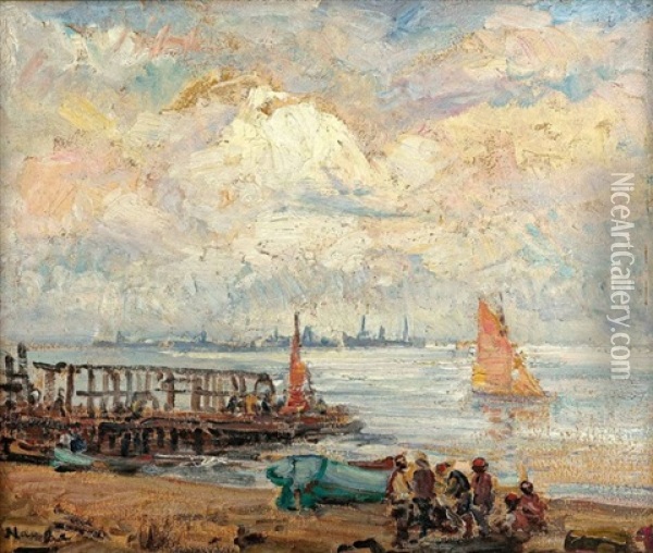 Woodstock Pier Oil Painting - Pieter Hugo Naude