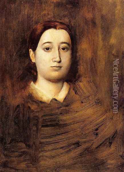 Portrait of Madame Edmondo Morbilli, nee Therese De Gas Oil Painting - Edgar Degas