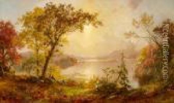 Greenwood Lake, Autumn On The Hudson Oil Painting - Jasper Francis Cropsey