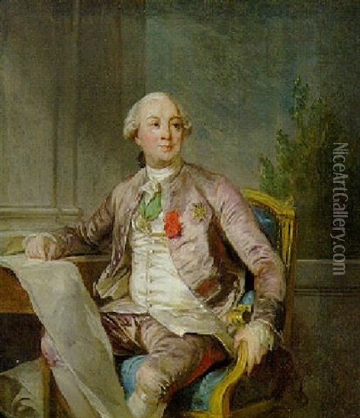 A Portrait Study Of Charles-claude De Flahaut De La Billarderie, Comte D'angiviller Oil Painting - Joseph-Siffred Duplessis