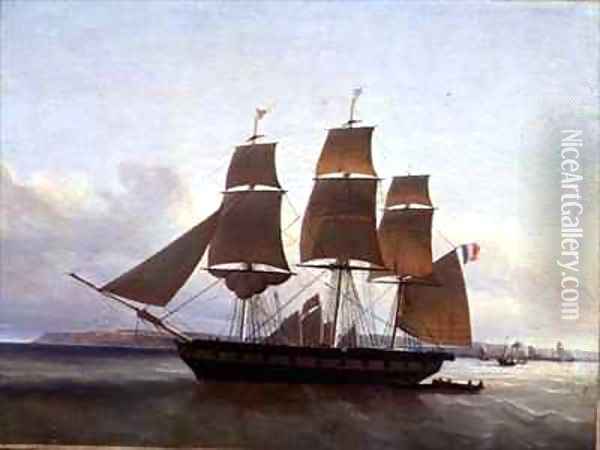 Three Masted Boat in the Port of Le Havre Oil Painting - Jean Dominique Drouin