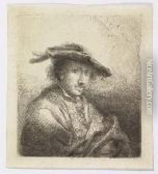 Young Man Wearing A Plumed Cap<</b> Oil Painting - Ferdinand Bol