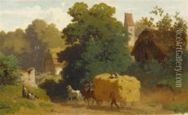 The Hay Harvest Oil Painting - Julius Noerr