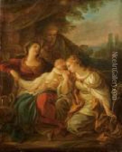 La Sainte Famille Avec Sainte Martine Oil Painting - Charles Joseph Natoire