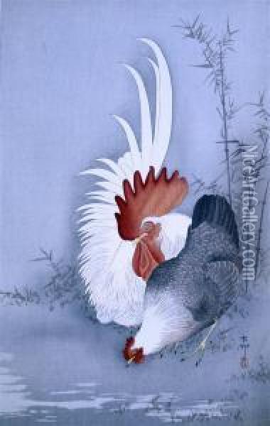 Chickens Oil Painting - Ohara Koson