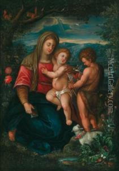 Madonna Con Bambino Gesu E San Giovannino Oil Painting - Pieter Snyers