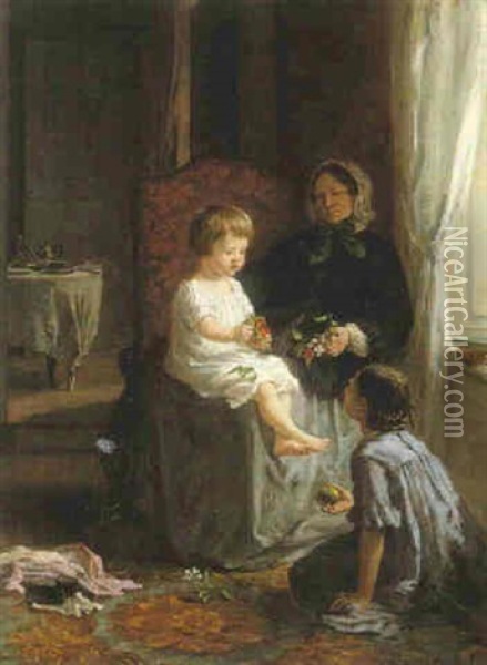 The Happy Family Oil Painting - Louise-Emilie Leleux-Girard