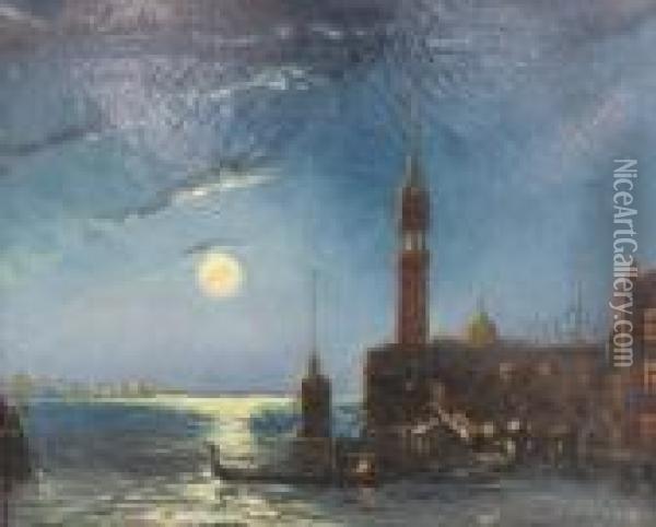 Noctural View Of Venice Oil Painting - Vincent Manago