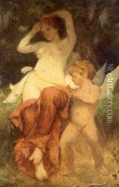 Aphrodite And Cupid Oil Painting - Leon Bakst