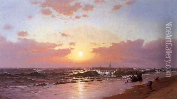 Sunrise, Barnegat Beach, New Jersey Oil Painting - Francis Augustus Silva