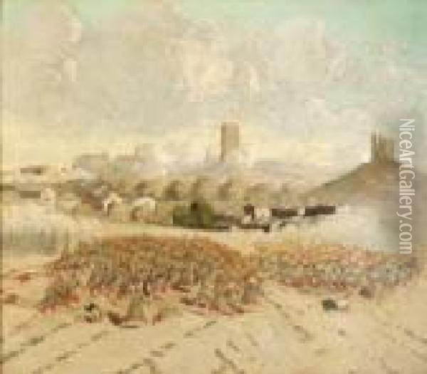Bataille De Solferino, Le 24 Juin 1859. Oil Painting - Adolphe Joseph Th. Monticelli