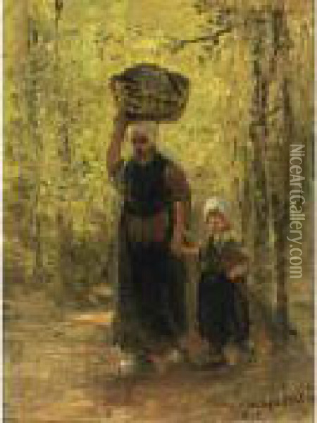 A Mother And Her Child Returning Home Oil Painting - Jozef Israels