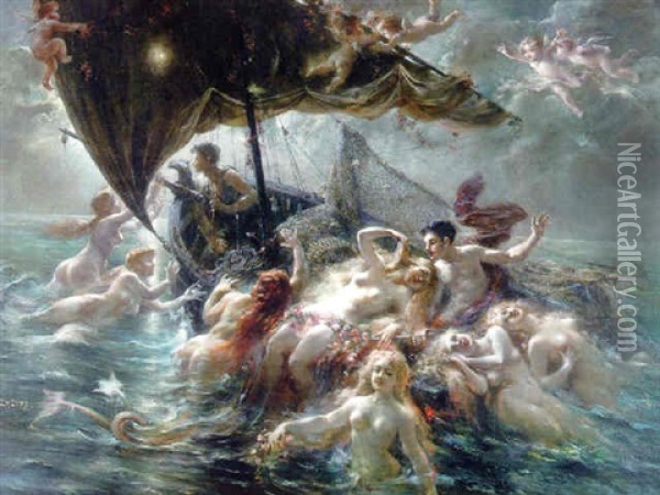 Song Of The Seas Oil Painting - Adolphe Lalire LaLyre