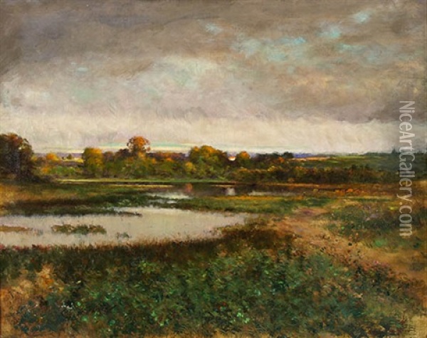 Maryland Landscape With Pond Oil Painting - Delancey W. Gill