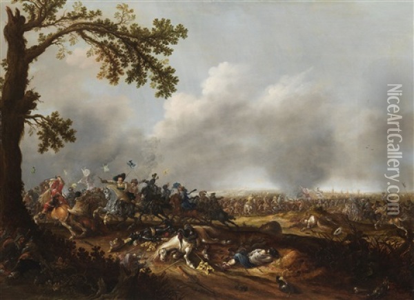Schlacht Bei Lutzen 1632 Mit Konig Gustav Adolf Von Schweden Oil Painting - Jan Asselijn