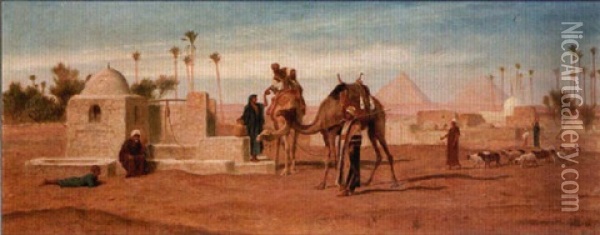 A Cup Of Water At The Roadside Well Oil Painting - Frederick Goodall