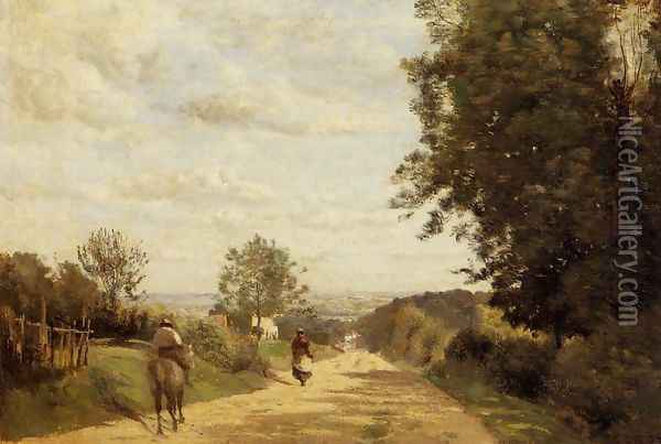 The Sevres Road Oil Painting - Jean-Baptiste-Camille Corot