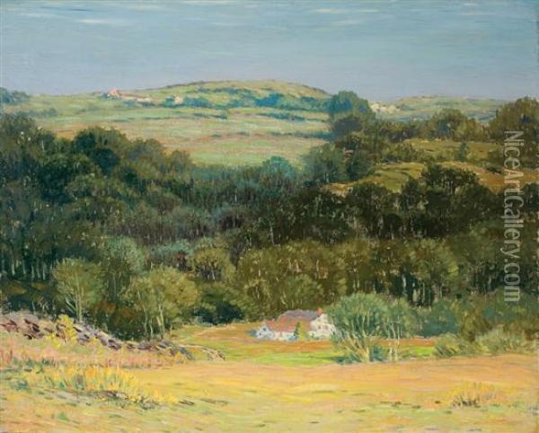 Summer Landscape In Connecticut Oil Painting - Leonard Ochtman