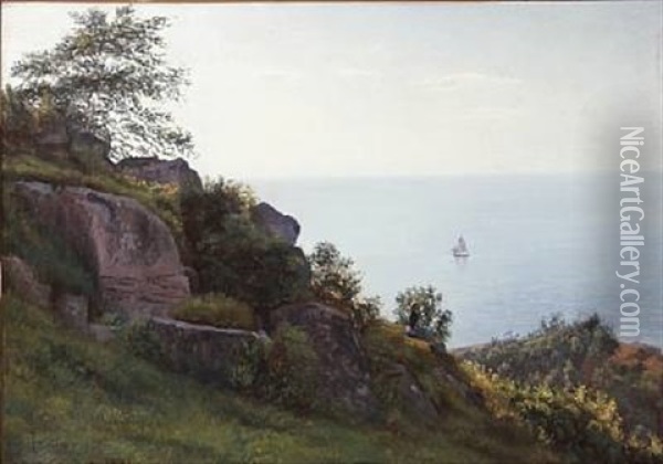 Landscape From The Island Of Bornholm, Denmark Oil Painting - Johannes Herman Brandt