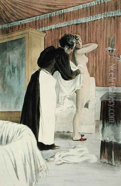 The Washing Tub, from La Femme a Paris by Octave Uzanne, engraved by F. Masse, 1894 Oil Painting - Pierre Vidal