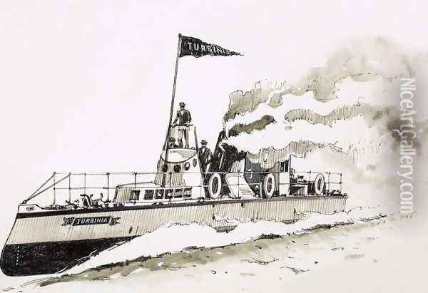 Turbinia, steam-powered ship Oil Painting - John S. Smith
