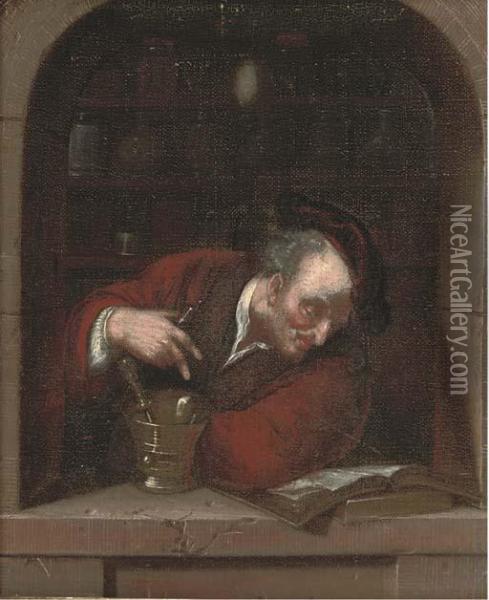 A Doctor At A Casement Oil Painting - Frans van Mieris