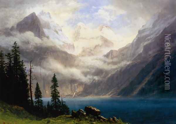 Mountain Scene I Oil Painting - Albert Bierstadt
