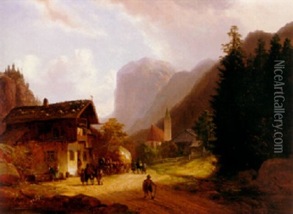 Alpine Landscape Oil Painting - Anton Doll
