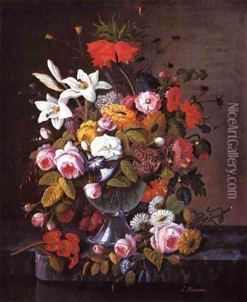 Still Life with Flowers IV Oil Painting - Severin Roesen