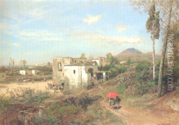 Ansicht Auf Den Vesuv Oil Painting - Oswald Achenbach