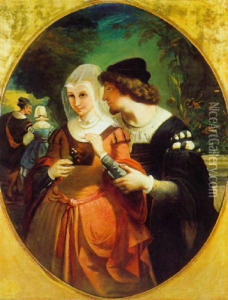 Le Couple Romantique Oil Painting - Auguste Barthelemy Glaize