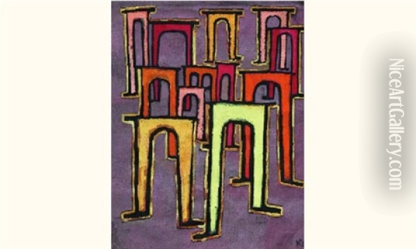 La Revolution Du Viaduc Oil Painting - Paul Klee
