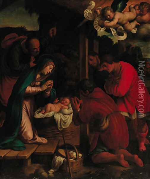 The Adoration of the Shepherds Oil Painting - Giovanni Francesco Guerrieri