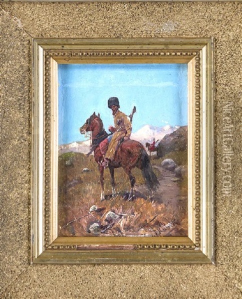 Kosake Im Kaukasus Oil Painting - Franz Roubaud