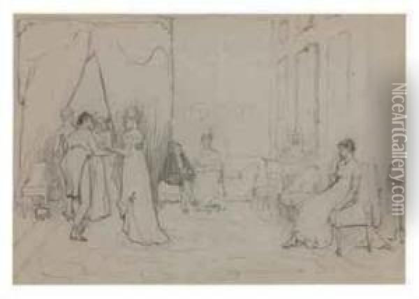 A Social Waif: Study For A Social Eddy Oil Painting - Sir William Quiller-Orchardson
