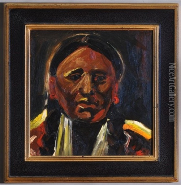 Indian Portrait No.8 Oil Painting - Merton Clivette