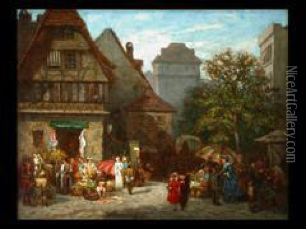 Markttreiben In Der Altstadt Oil Painting - Paul Andorff