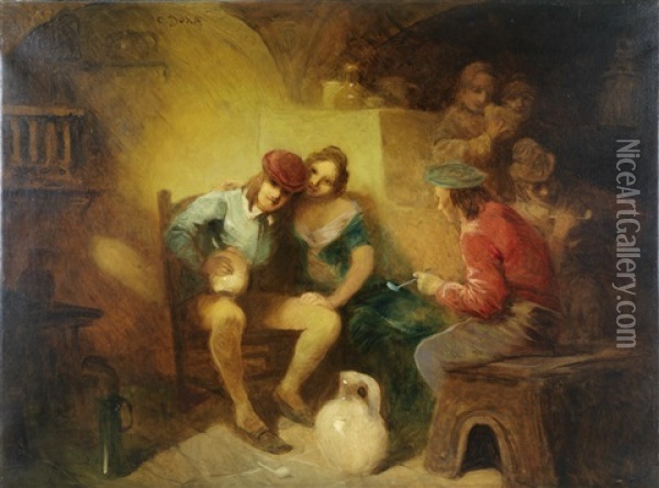 Gemutliche Szene In Der Schenke Oil Painting - Carl Duxa