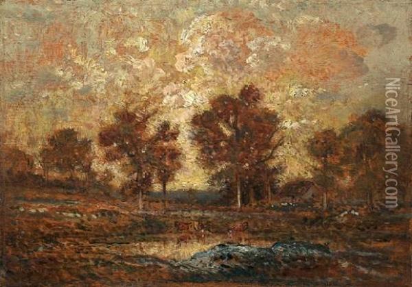 Mare Au Milieu D'une Clairiere Oil Painting - Theodore Rousseau