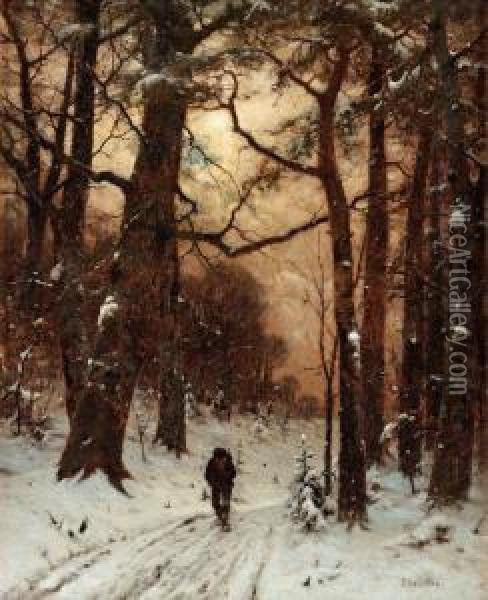 On The Path Oil Painting - Ludwig Munthe