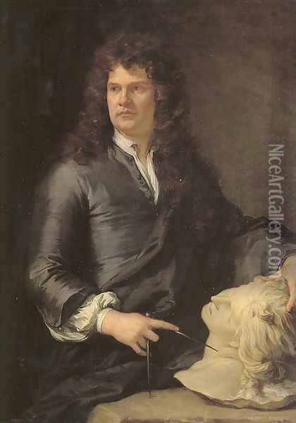 Grinling Gibbons 1690 Oil Painting - Sir Godfrey Kneller
