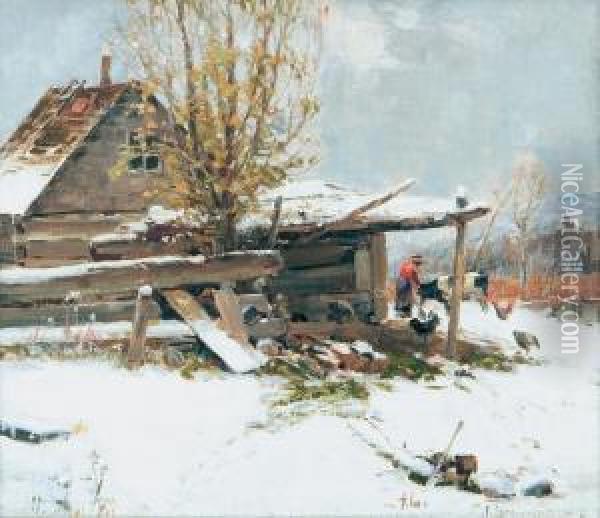 Winter In The Country Oil Painting - Peleg Franklin Brownell