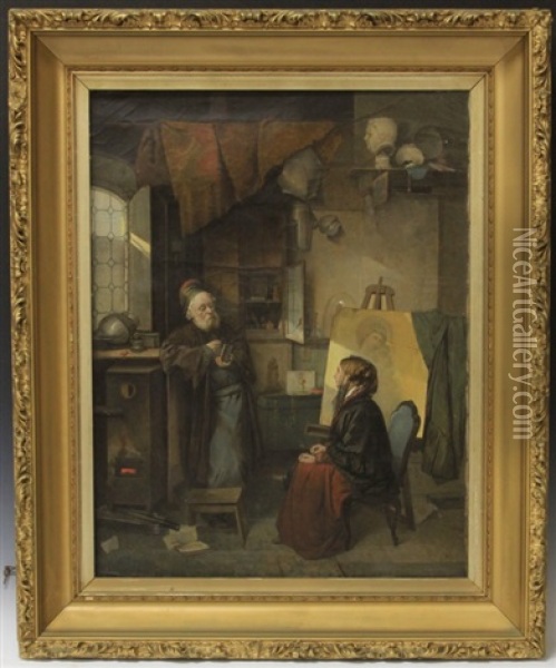 Interior Scene Oil Painting - Domenico Induno