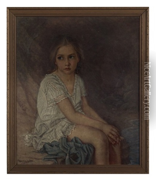 Portrait Of A Young Girl Seated Oil Painting - Walter I. Cox