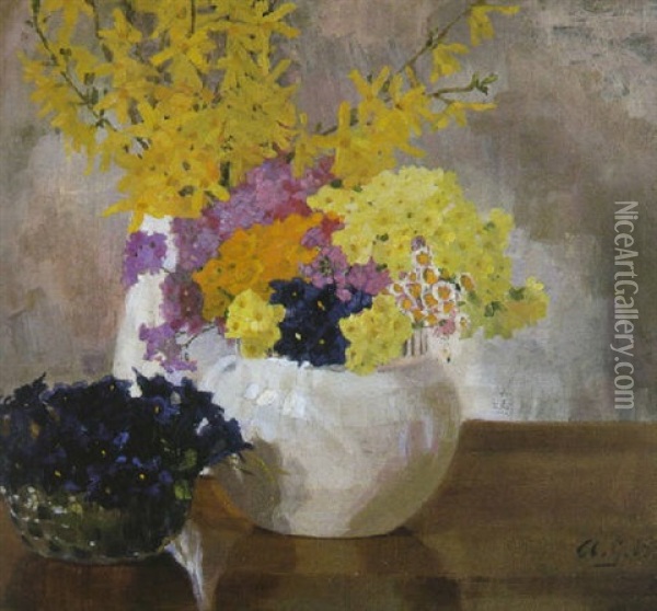 Blumenstrause Oil Painting - Anna Gasteiger