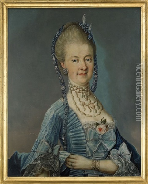 Portratt Forestallande Elisabeth Sperringh, Fodd Ahlehielm (1730-1778) Respektive Anna Catharina Barthengren, Fodd Sperringh (1751-1788) (pair) Oil Painting - Jonas Duerchs