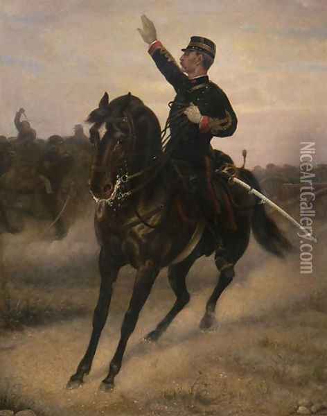 Cavalry Commander Oil Painting - David Eugene Girin