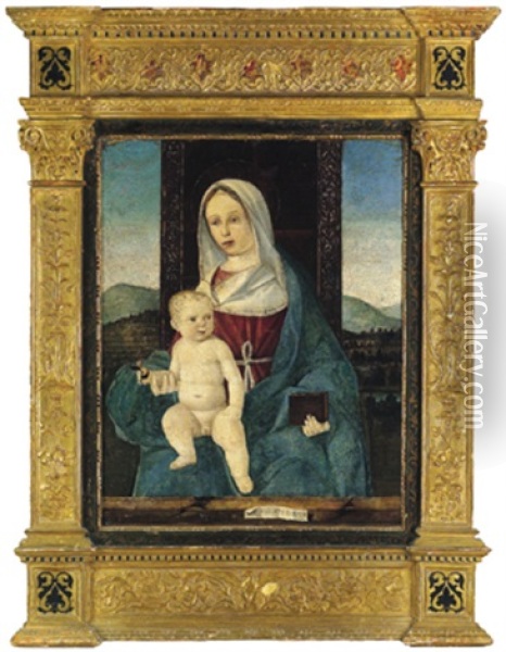 Madonna Col Bambino In Un Paesaggio Oil Painting - Benedetto Diana