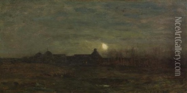 Moonlit Night Oil Painting - Dwight William Tryon