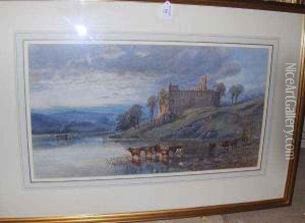 Linlithgow Palace, Lothian, Signed And Dated'75, Watercolour Oil Painting - James Syer